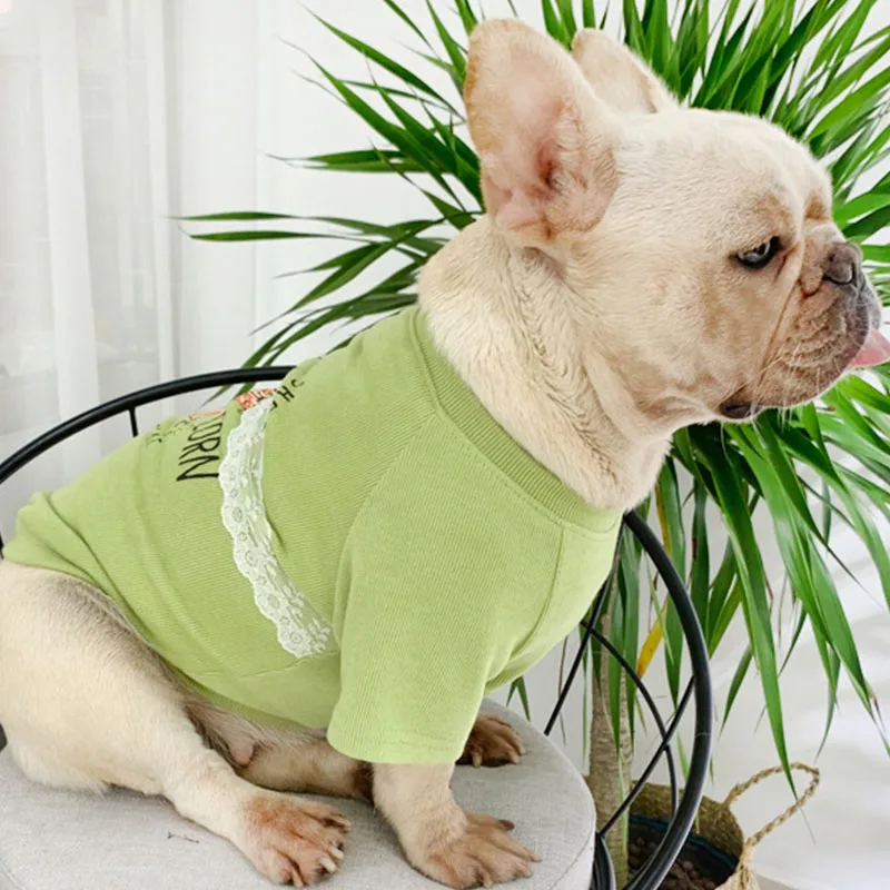 Французский бульдог домашнее животное Одинаковая одежда летняя одежда для домашних животных мягкая собака футболка осенний костюм собаки хлопковая одежда для животных для собак кошка