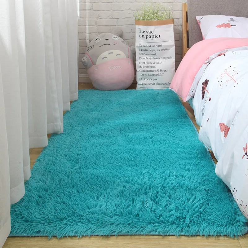 Длинношерстная спальня передний ковер комната декоративный коврик для дома скандинавские подкладка для кофейного столика утолщение мягкой кожи-экологические коврики