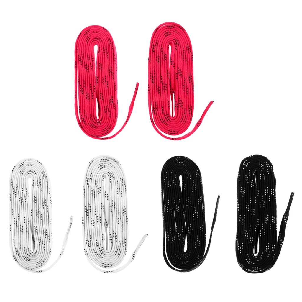 3 Pairs Ice Hockey Skate Flat Laces Shoelace Skating Inline Accessories Black White Red