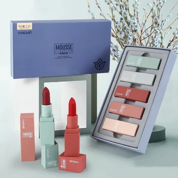 

New 5pcs Matte Velvet Lipstick Set Long-lasting Waterproof Moisturizing Non-stick Cup Lipstick Kit Lip Makeup Lipstick