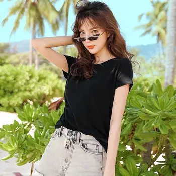 

Summer T-Shirt For Lady Girls Cotton Short Sleeve O Neck T Shirts2020
