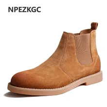 Классические ботинки «Челси»; мужские замшевые ботильоны ручной работы; сезон осень-зима; Теплая мужская обувь; свадебные офисные Ботинки; Botas