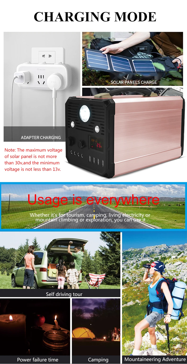 Portable 1kw Solar Power Station Battery Pack Solar Generator AC 110v/220v Solar power bank