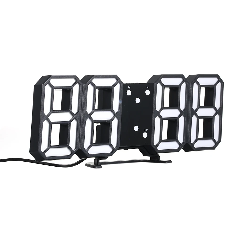 3D светодиодный, цифровые часы, настенный будильник, электронные настольные часы, Регулируемая яркость, 24/12 часов, дисплей, электронные часы