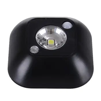 

Adhesive LED Night Lamp Plastic Round Emergency White Light Human Body Induction Sensor Lighting for Corridor Basement