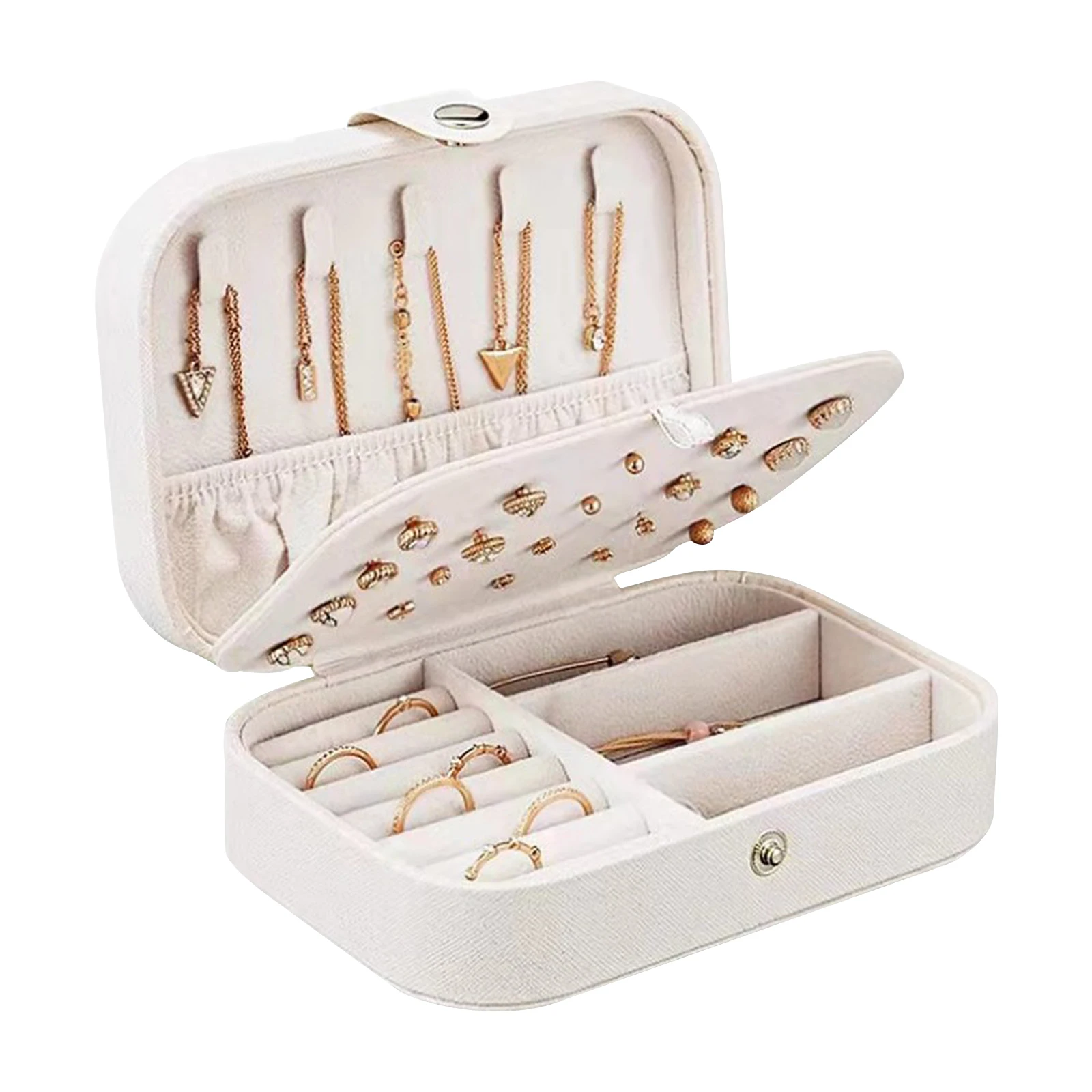 2021 Portable Jewelry Box Jewelry Organizer Display Travel Jewelry Case Boxes Button Leather Storage Zipper Jewelers Joyero Gift 1