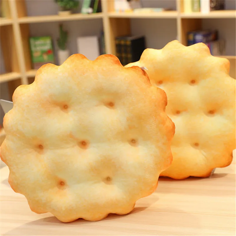 Funny Simulation Cookies Plush Pillow Lifelike Real Lift Shallot Biscuit Rest Cushion Dolls Sitting Mat Creative Home Sofa Decor  (2)