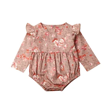 

0-18M Newborn Baby Girls Flower Bodysuit Jumpsuit One Piece Playsuit New Autumn Kids Long Sleeve Overall Outfit Set