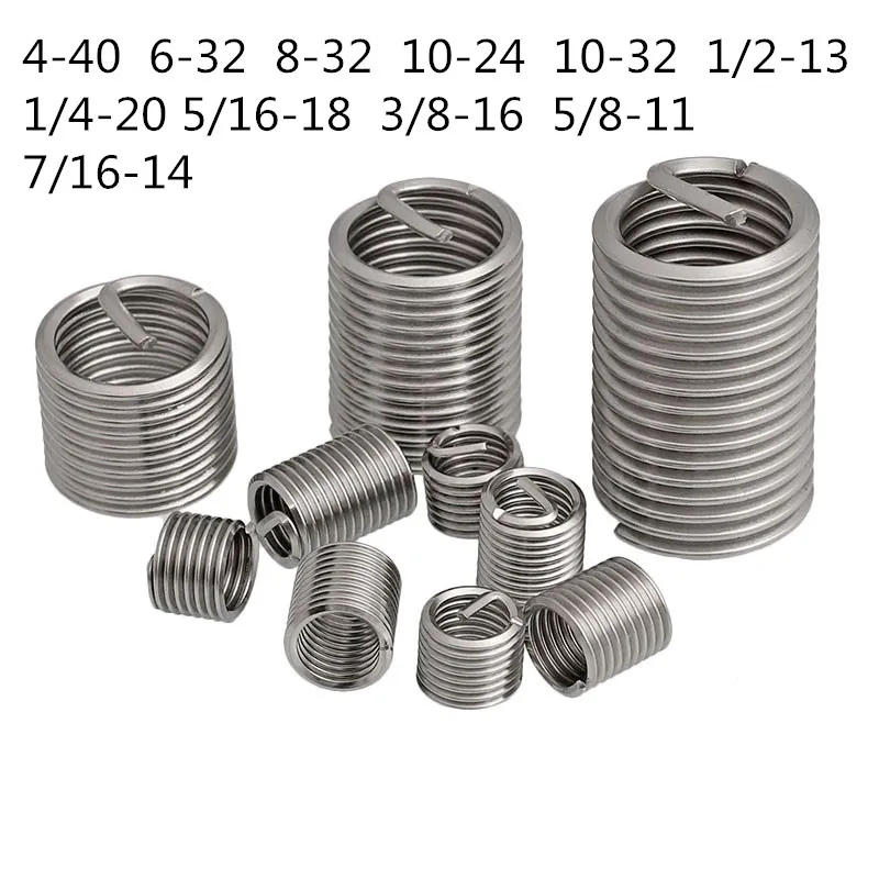 1/4 5/16 3/8 1/2 Helicoil Thread Inserts 304 Stainless Wire Insert Thread Repair 