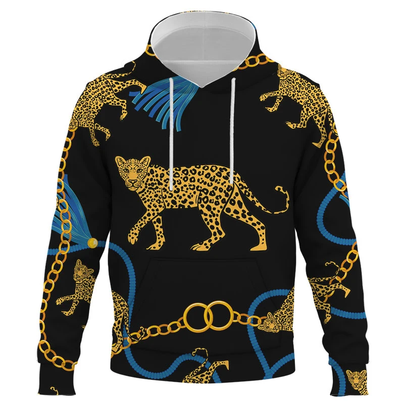 Роскошный высококачественный свитшот с 3D-принтом леопарда для мужчин и женщин