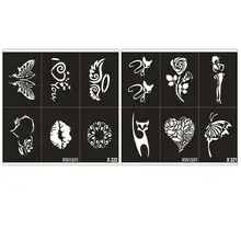 2 шт трафарет для татуировок для женщин и девочек, шаблон для рисования, Маленький милый трафарет для татуировок в виде цветов и бабочек