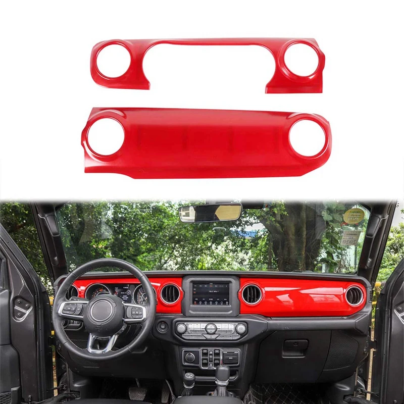 Red Автомобильный Центр консолей Декоративные наклейки для Jeep Wrangler JL консоль крышка приборной панели отделка автомобильный аксессуар наклейка - Цвет: Red