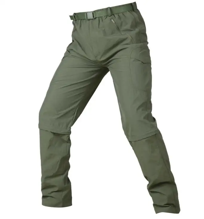 Army green Мужские тактические армейские камуфляжные военные штаны, популярные красивые летние съемные штаны с двумя частями, быстросохнущие дышащие длинные штаны, S-3XL - Цвет: Army green