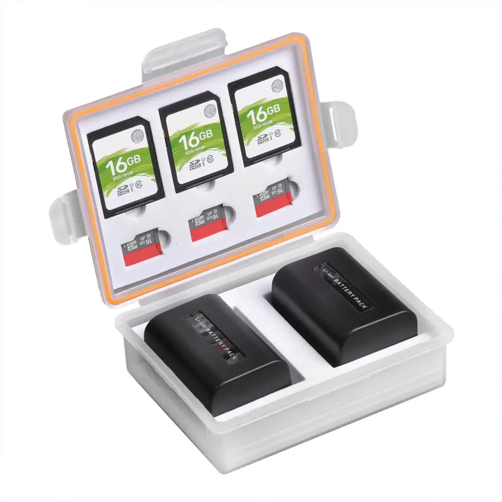 Nikon EN-EL23 Fuji NP-W126 Camera Battery Tectra Memory Card Storage Case Camera Battery Storage Case with SD TF Card Holder for Sony NP-FW50 NP-FP50 Canon LP-E12 LP-E17 NB-2L