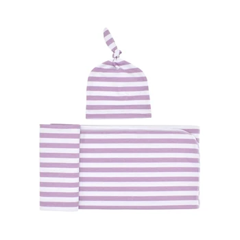 

Knitted Baby Swaddle Blanket with Hat Set, Newborn Swaddle Wrap, Receiving Blankets,Perfect Baby Shower Gift for Boys Girls(Purp