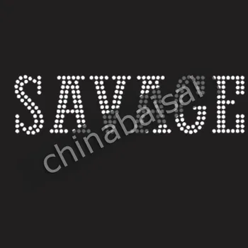 

The white word "SAVAGE" Rhinestone Transfer Motif Designs