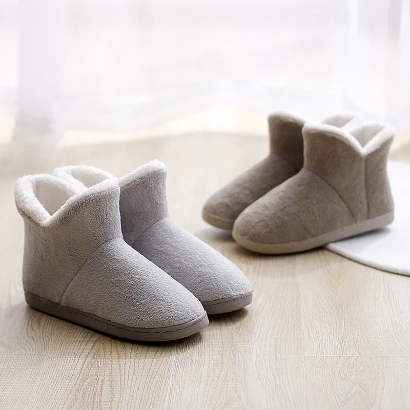 Fashion Winter Women Slippers High Top Home Fur Slippers Non-slip Warm House Shoes Men Women Indoor Couples Shoes Girls Boys