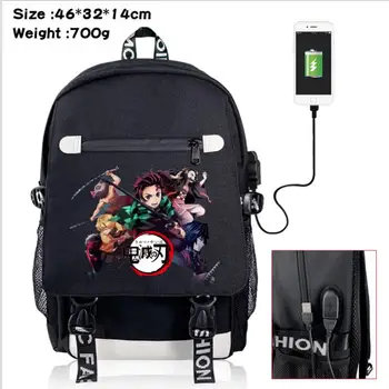 

Demon Slayer Kimetsu no Yaiba USB Bag Pop Bags High School Student Bag Mochila Feminina Travel Back Pack men backpack Cartoon