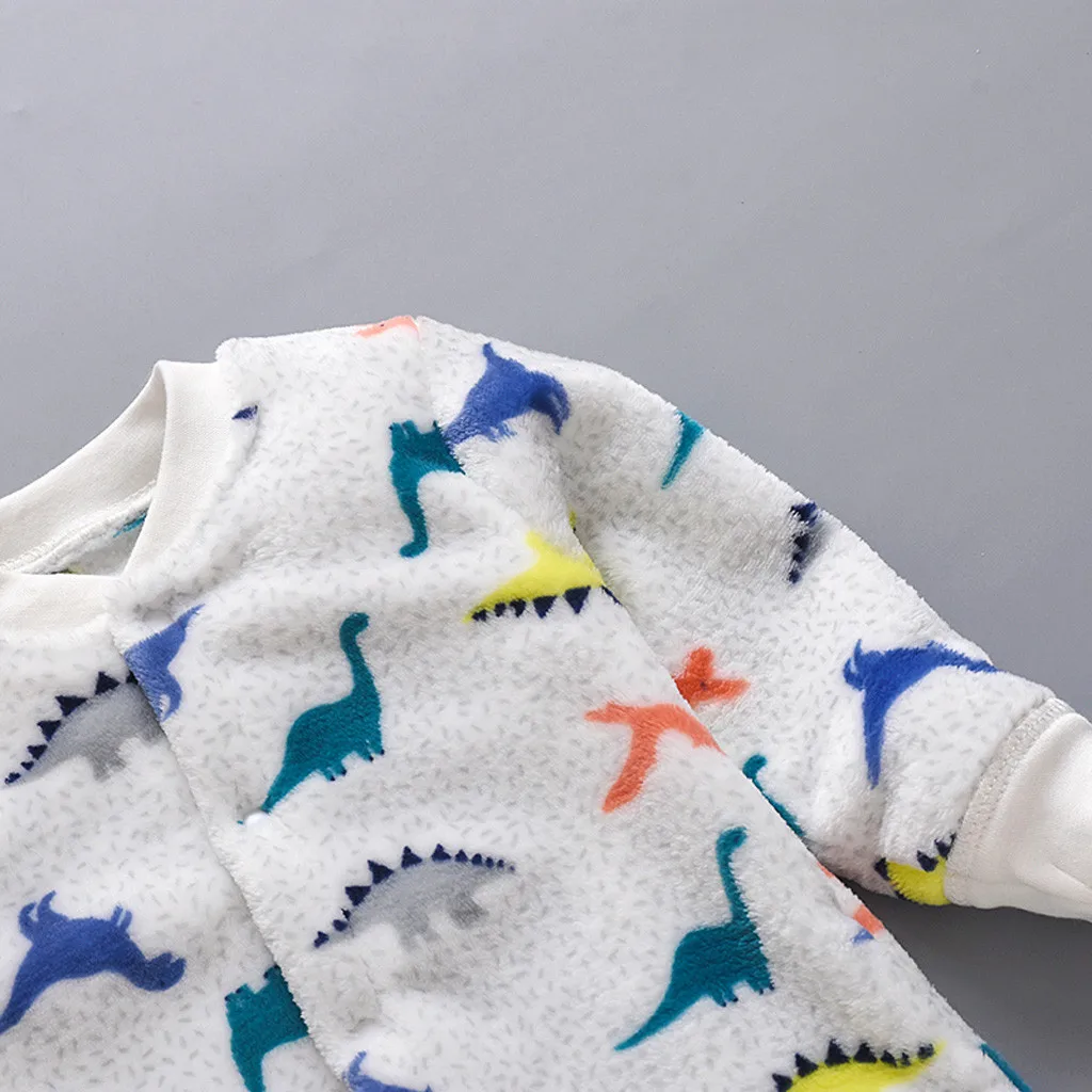 SAGACE; Детский комбинезон; комбинезон для малышей; мягкий пижамный комплект для детей; Модный теплый флисовый костюм с динозавром из мультфильма для новорожденных