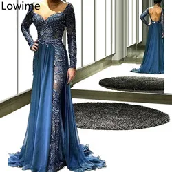 picture color Новое поступление Темно-синие длинная специальная Prom Dress Mermaid сексуальное платье с открытыми плечами Vestidos de fiesta de noche Иллюзия Длинные вечерние платья без рукавов - Цвет: picture color