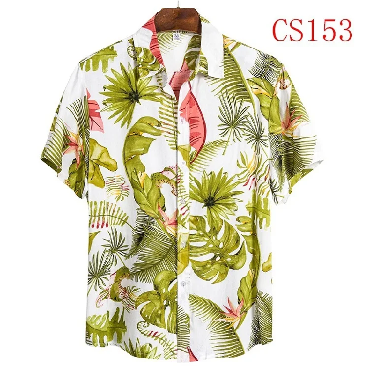 CS153 Пляжная туристическая Свободная рубашка Tropic Botany лист номер Печать на отдых досуг короткий рукав песчаный пляж рубашка - Цвет: CS153
