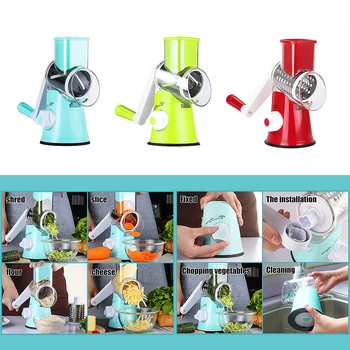 

3 In 1 Stainless Steel Potato Carrot Grater Slicer Vegetable Cutter Round Mandoline Slicer Chopper Blades Kitchen Gadget Set