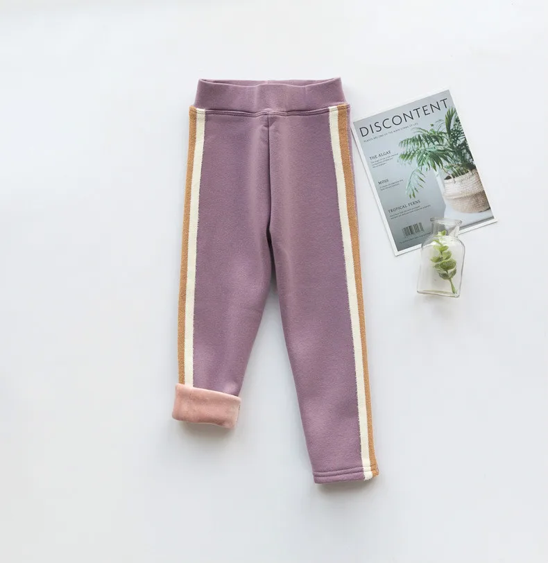 Зимние детские брюки, бархатные теплые флисовые штаны для детей, модные спортивные штаны для девочек - Цвет: Фиолетовый