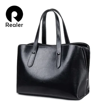 

REALER Leather Luxury Handbags Women Bags Designer 2020 Fashion Shoulder Bag Quality Leather Crossbody Bags Women Messenger bag
