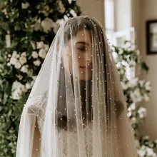 Романтическая длинная жемчужная вуаль один слоистый 3 м вуаль для свадьбы в соборе 3 м свадебная вуаль аксессуары для невесты