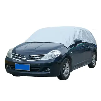 

Nylon Half Car Cover Outdoor Sun UV Snow Rain Resistant Durable Covers With Hooks Fit Half Car Cover Automobile Accessories