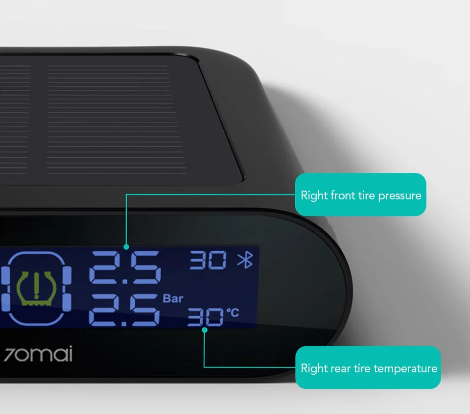 Xiaomi 70mai Автомобильный датчик TPMS Датчик давления в шинах монитор солнечной энергии двойной usb зарядка 4 встроенных датчика s система сигнализации