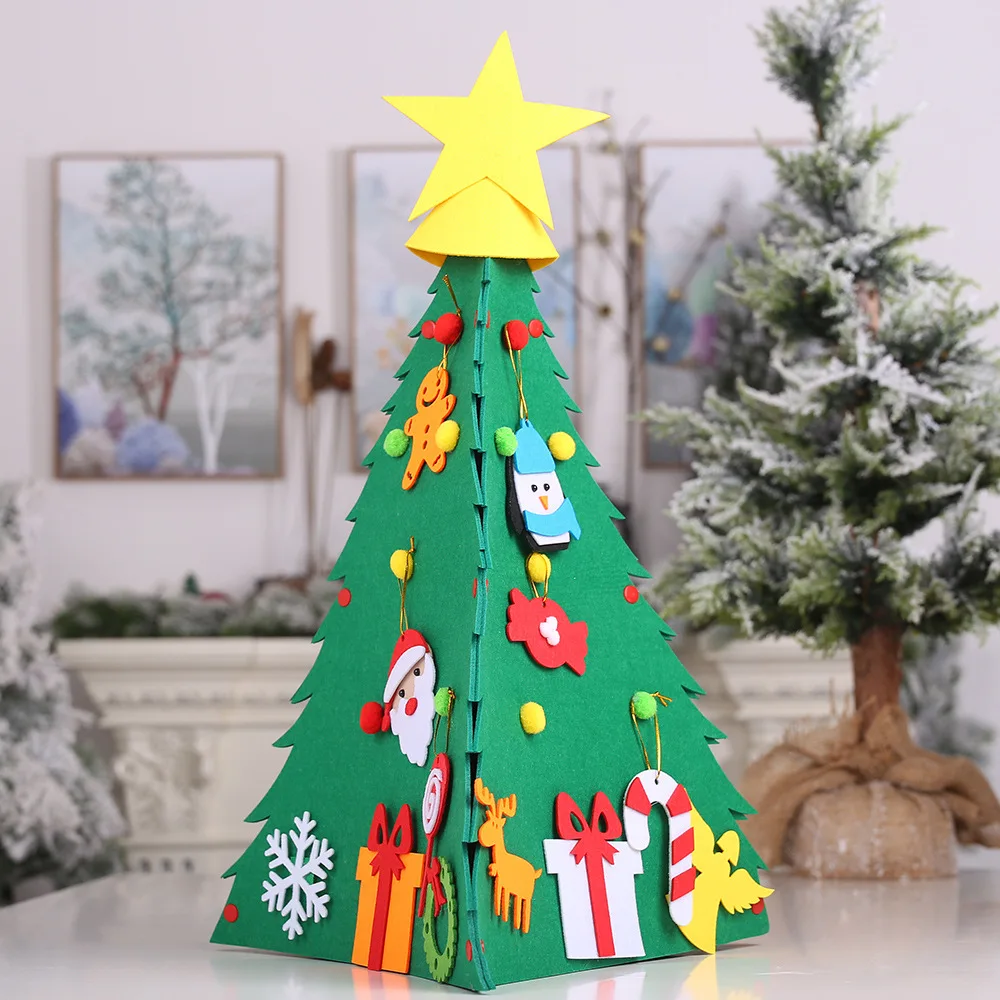 

Felt Christmas Tree with Ornaments 2019 DIY Craft New Year Kids Gift Toys Christmas Decorations for Home DIY Xmas Tree