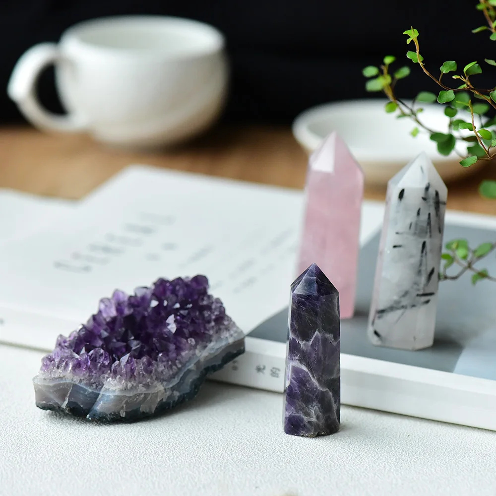 1set 100% Natural Crystal Point Mineral Ornament amethyst cluster Healing Wand Home Decoration Study Room Decoration DIY Gifts 1set 100% Natural Crystal Point Mineral Ornament amethyst cluster Healing Wand Home Decoration Study Room Decoration DIY Gifts
