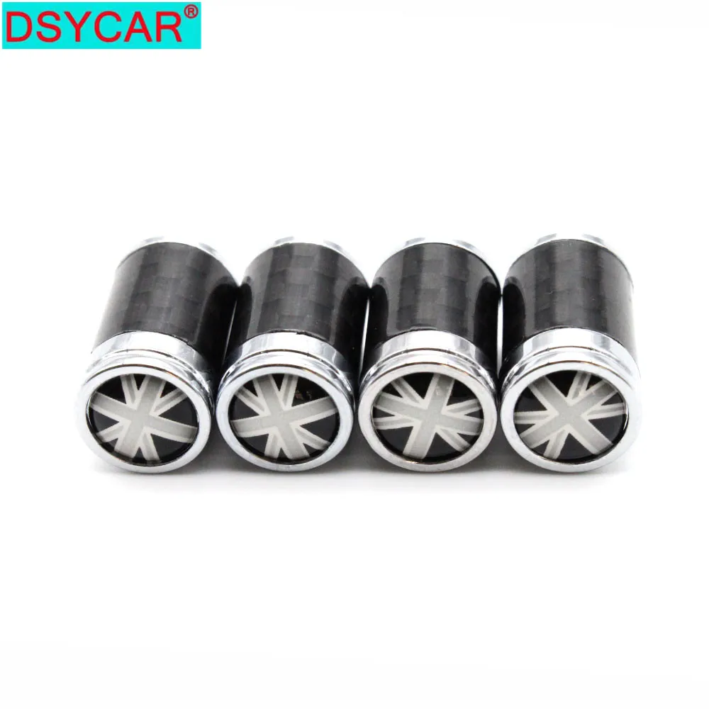 

DSYCAR 4Pcs/Set Car Copper Carbon Fiber Tire Valve Stems Caps Wheel Tires Tire Stem Air Cap Airtight Covers Wheels Tires Parts