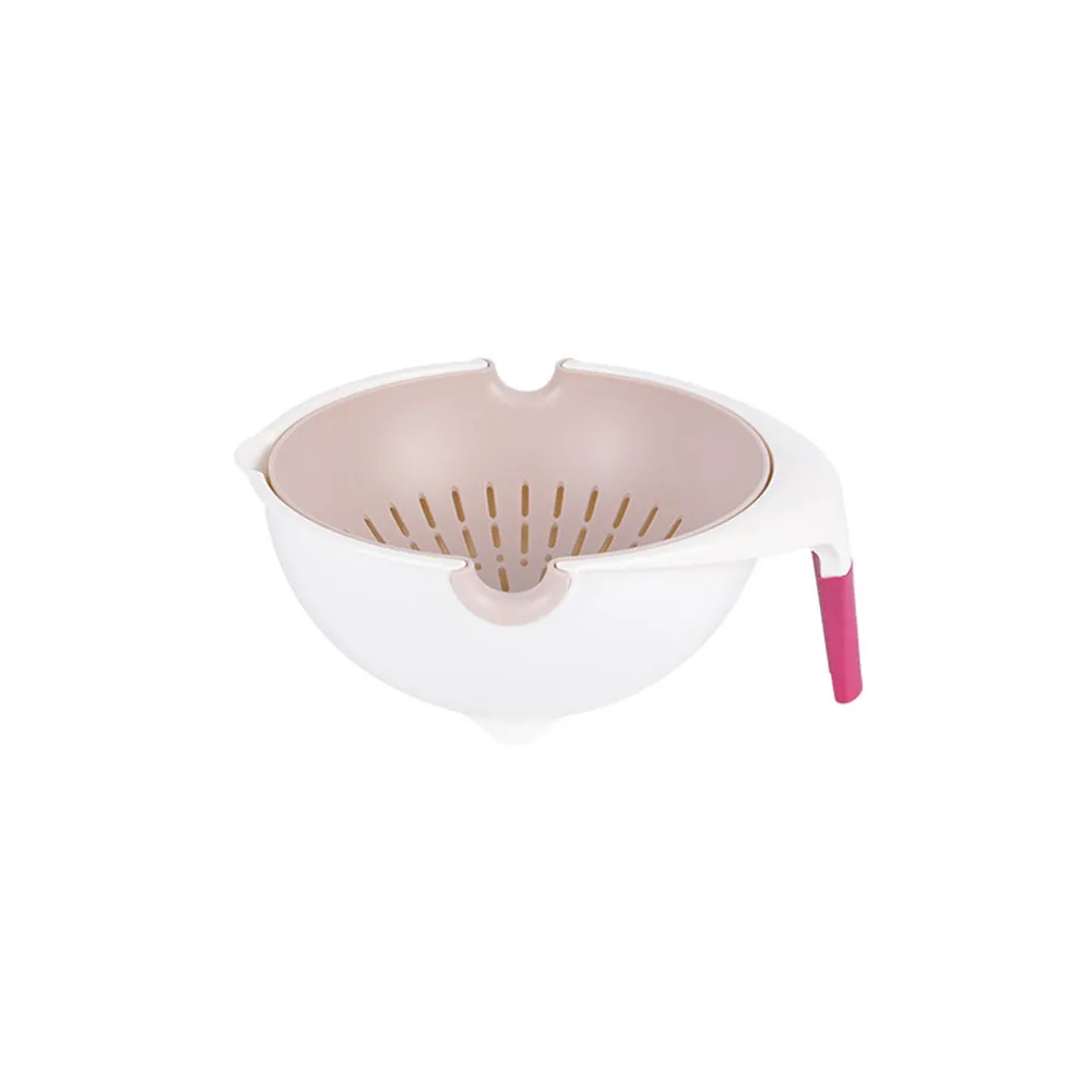 New Arrival Practical Plastic Double-layer Washing Basket Fruit Soaking Basket Rotating Drain Basket Household Kitchen Supplies