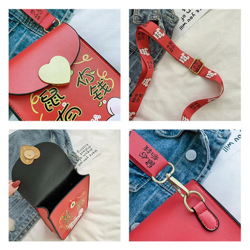 

2020 Spring New Style WOMEN'S Bag Natal Chinese Zodiac Phone Bag Printed Little Mouse Shoulder Bag