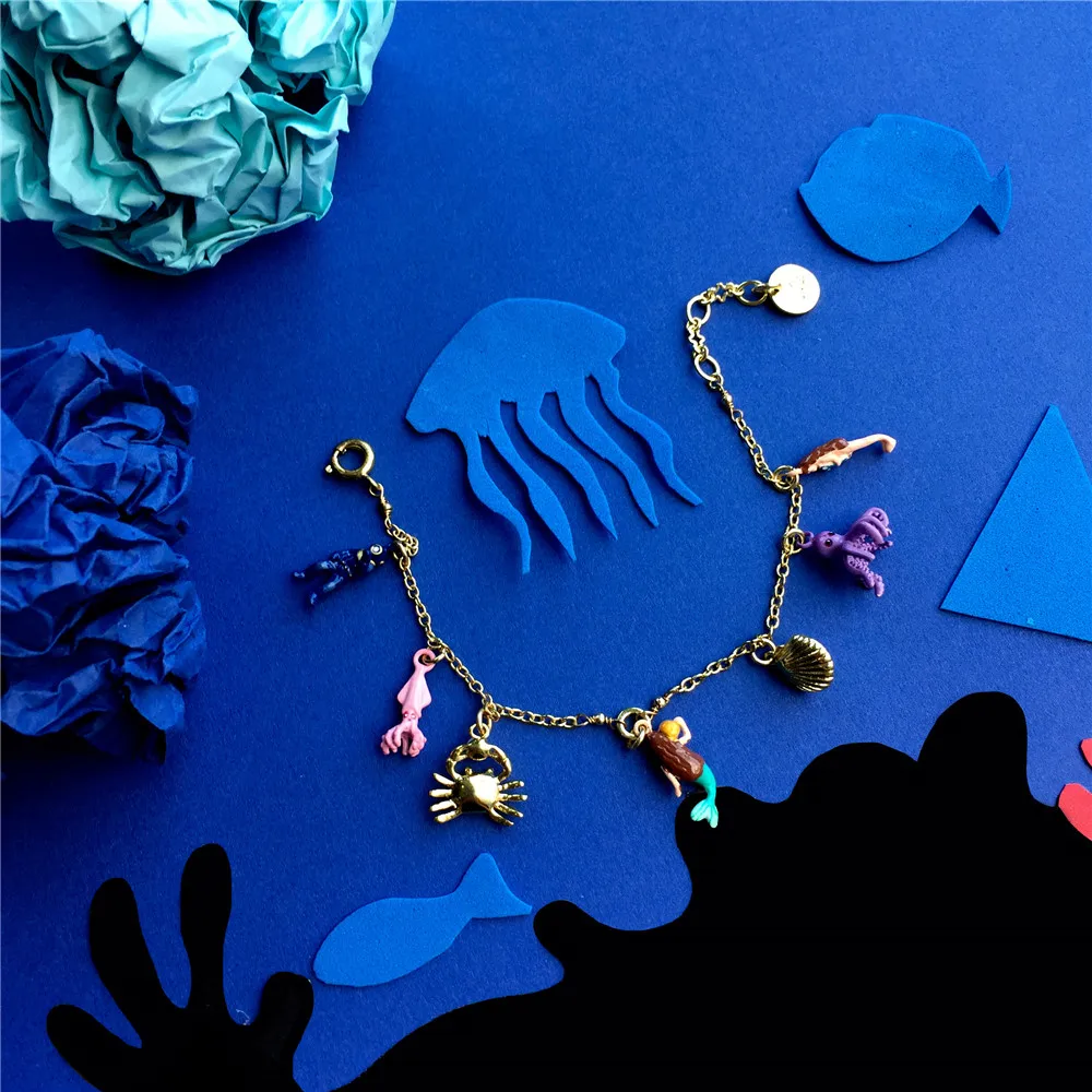 

B04-019 Mermaid Pearl Shell Bracelet French Les Nereides* N2 Enamel Pendant Bracelets & bangles