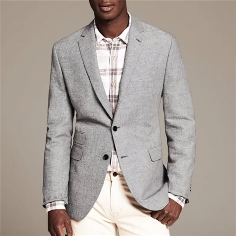 New Style Grey Casual Men Suit 2 Pieces(Jacket+Pants+Tie) Slim Fit Simple Outfit Blazer Custom Stylish Summer Clothes 049 | Мужская
