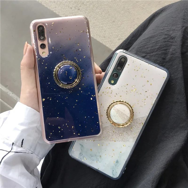 Мраморный чехол для samsung Galaxy S10 Plus S10e S9 Note 9 A9 A7, мягкий силиконовый чехол из ТПУ с кольцом и подставкой для iphone 7
