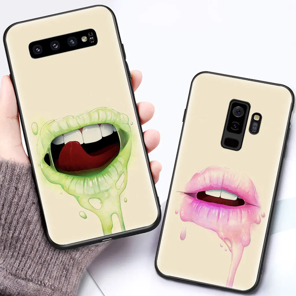 

Sexy lips silicone case for samsung galaxy s9plus s7 edge s8 s9 plus s10 lite note 8 note9 fashion anti-fall cover coque