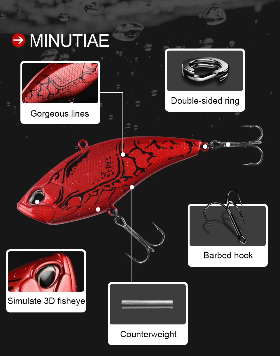 Description Picture 4 of itemBEARKING Pro 100mm 32g nice Wobblers fishing tackle fishing lures vibration bait for ice fishing Artificial accessories