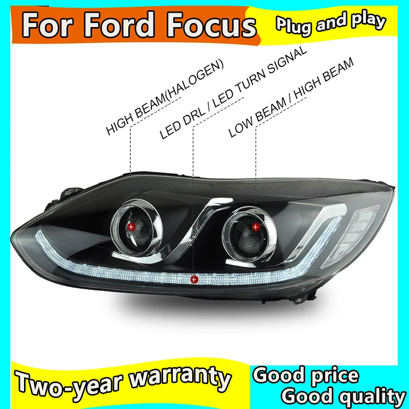 Автомобильный Стайлинг для Ford Focus фары 2012- Focus 3 светодиодный налобный фонарь DRL Bi Xenon объектив Высокий Низкий Луч парковочная противотуманная фара