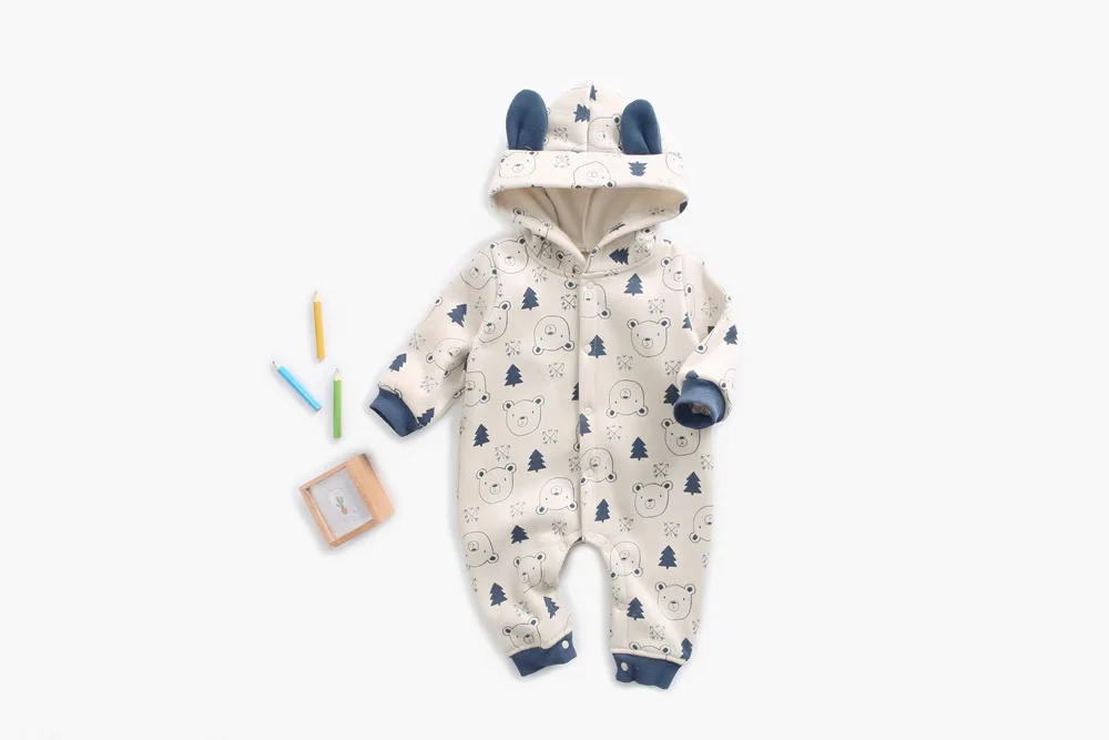 Baby Onesie Autumn And Winter Male Baby Clothes Fleece Animal Printed Crawling Clothes INS Lion Thick Romper Baby