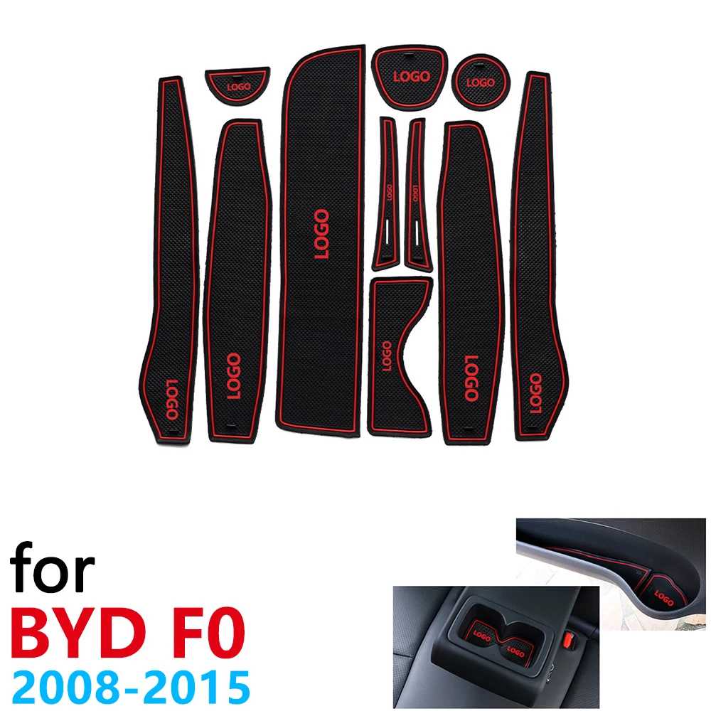 Противоскользящие резиновые чашки подушки двери паз коврик для BYD F0 FO 2008~ аксессуары Автомобильные наклейки коврик для телефона 2009 2010 2012
