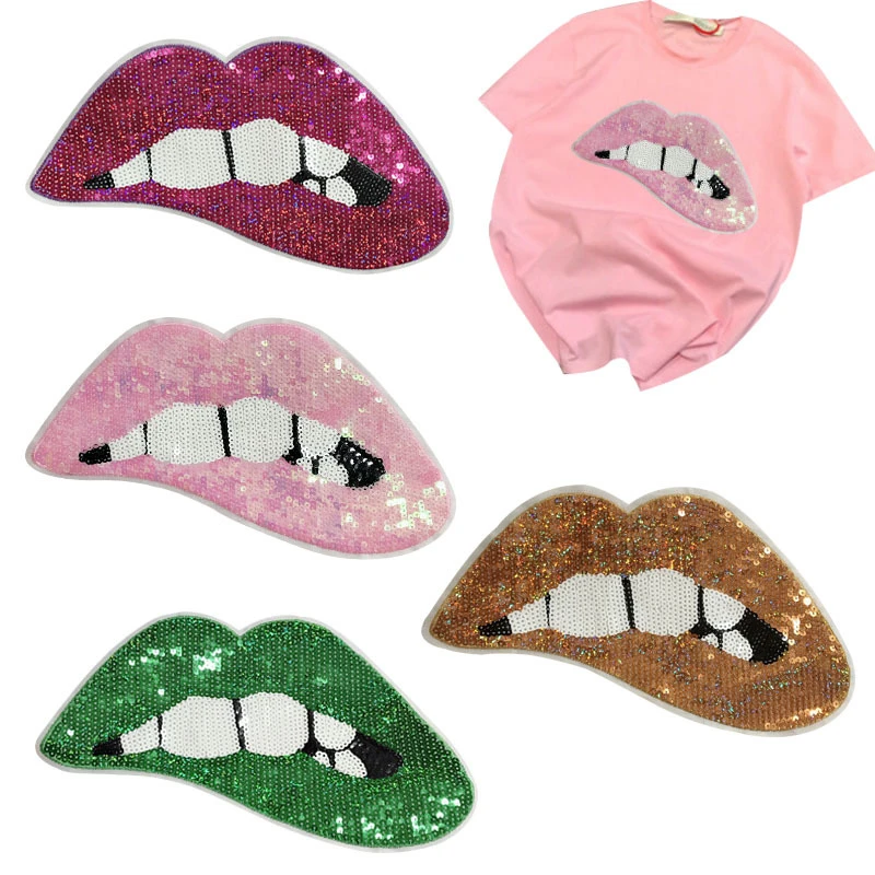 Large Lips Kiss Ironon Transfers for Clothing Big Mouth Cloth Stickers