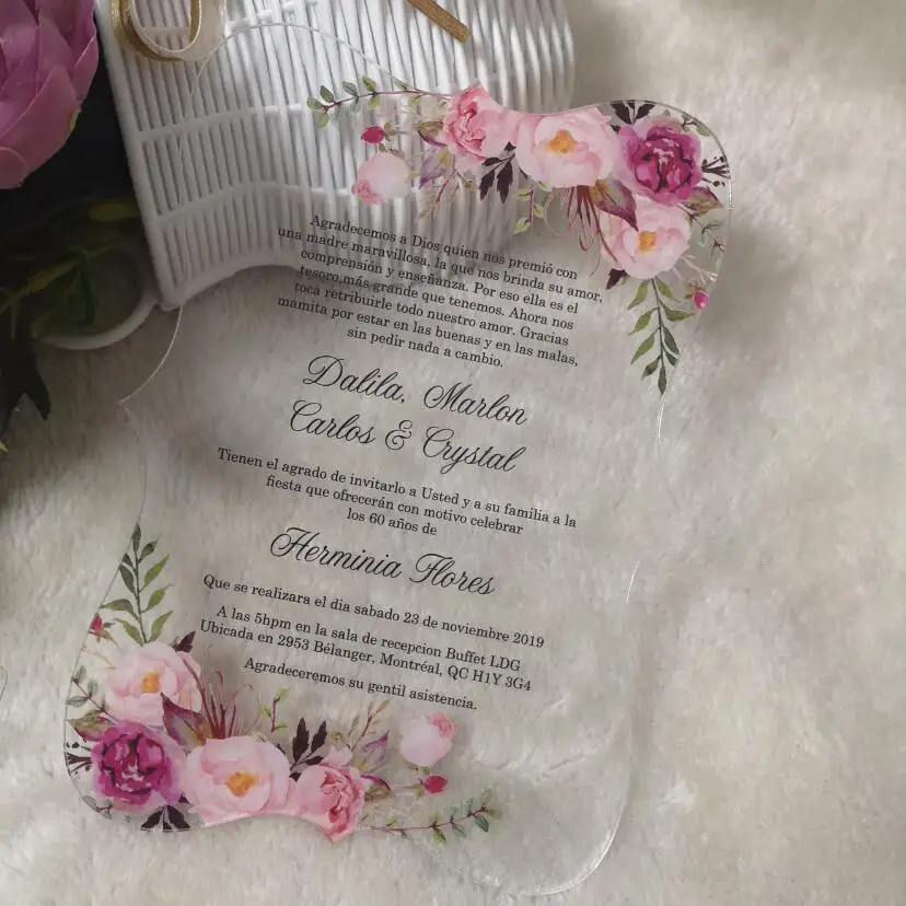 10 шт. акриловые карты из плексигласа с цветочным принтом и белыми