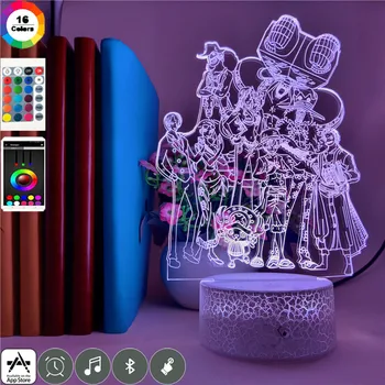 

App Control One Piece Straw Hat Group Anime Night Light 3d Led 7 Colors Change Acrylic Home Decoration Table Lamp