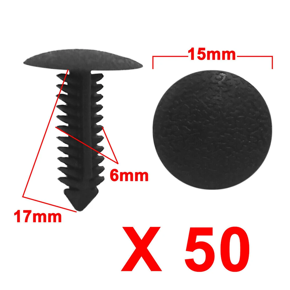 

Retainer Clips 50 Pcs Buckle 6mm Black Hole Car Door Plastic Rivet Fastener Trim Panel
