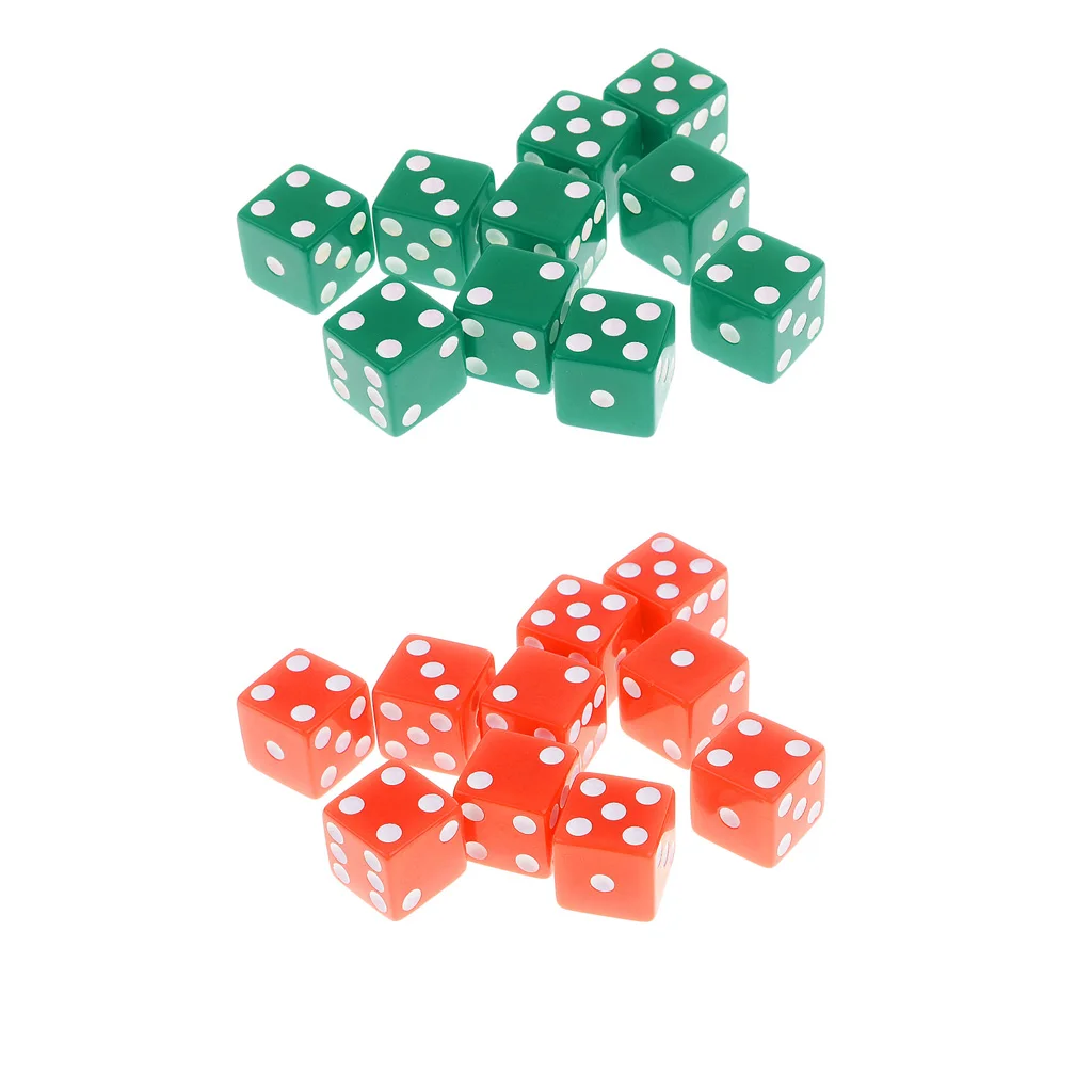 20Pcs 16mm D6 6 Sided Dices White Dotted for DND TRPG MTG Party Fun Toy Gift