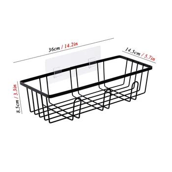 

2Pcs Bathroom Organizer Kitchen Tools Hooks Shower Shelf Wall Mounted Drain Storage Basket Rack Shampoo Cosmetic Holder